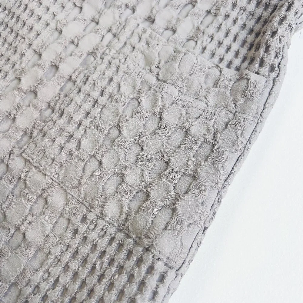 Organic Waffle Cotton Kids Bathrobe Grey